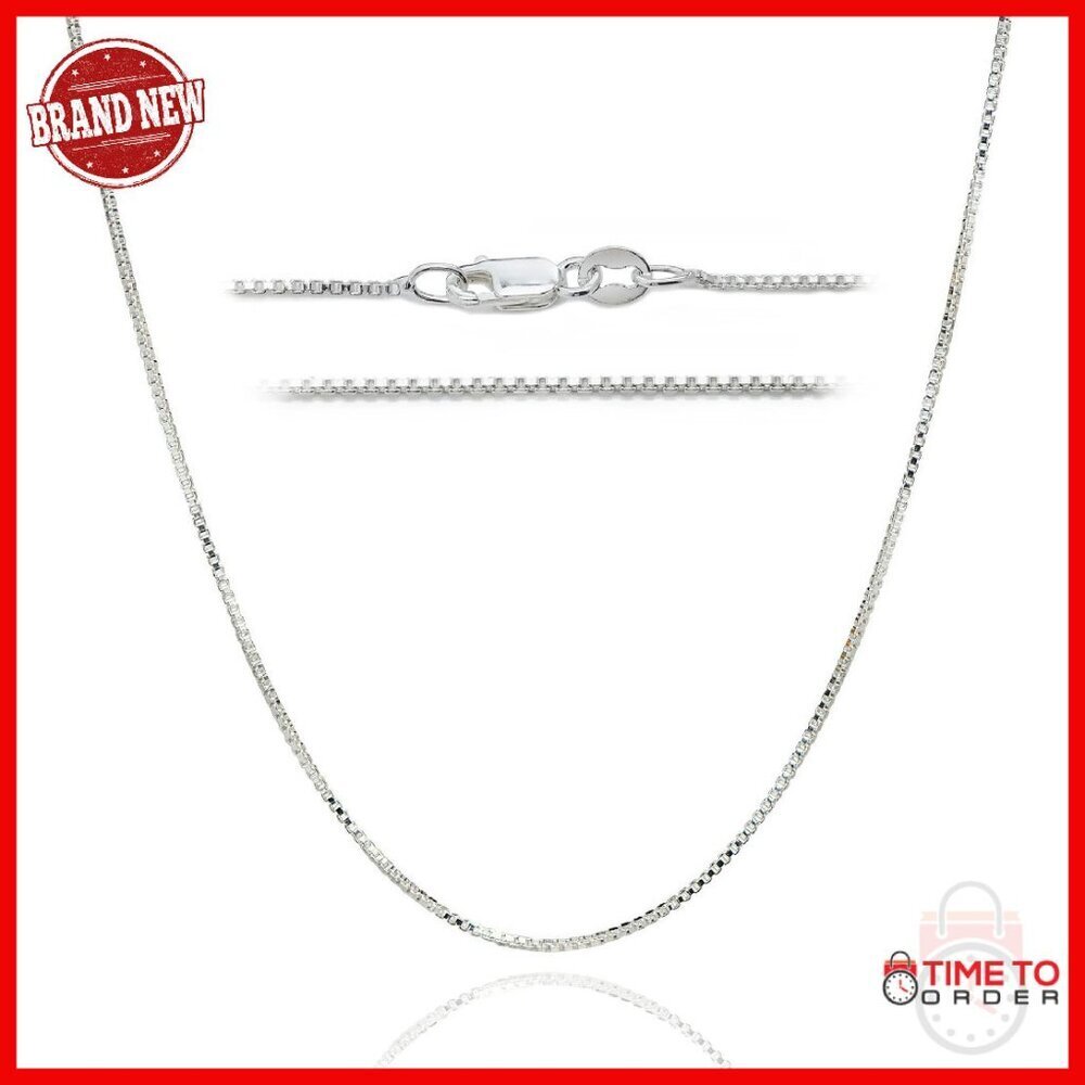 36in Sterling Silver Box Chain Necklace with Lobster Clasp